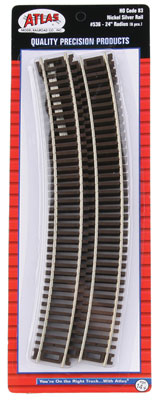 Atlas HO Scale Code 83 Curved 24 Radius Snap Track
