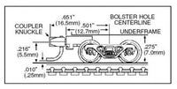 Micro Trains Line N 00302042 (1037) Barber Roller Bearing Trucks with Medium Extension Couplers - 1 Pair