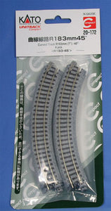 Kato USA Inc Unitrack Roadbed Track 7" 18.3cm 45-Degree Curve pkg(4) (Need 8 Pieces for a Complete Circle)