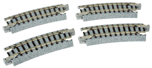 Kato USA Inc Unitrack Curved Track 9.75" Radius 15-Degree pkg(4)