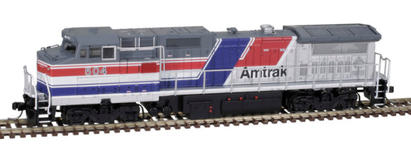 GE Dash 8-40BHW with Deck Ditch Lights - Standard DC - Master(R) -- Amtrak 504 (Hockey Stick, red, blue, silver) N SCALE