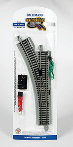 Bachmann Industries Remote-Control Turnout, Nickel Silver Rail with Gray Roadbed - E-Z Track(R)
