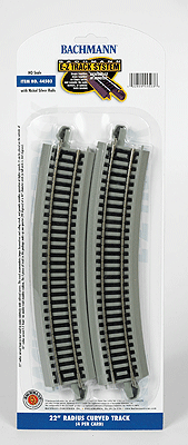 Bachmann Industries Curved Track w/ Nickel Silver Rail & Gray Roadbed - E-Z Track(R) 22" Radius