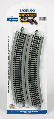 Bachmann Curved Track w/ Nickel Silver Rail & Gray Roadbed - E-Z Track(R) 18" Radius