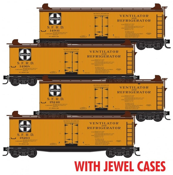 Micro-Trains N 98300221 Reefer, Atchison Topeka & Santa Fe (4-Pack) -PRE ORDER-