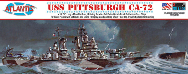 Atlantis Models USS Pittsburgh CA-72 heavy Cruiser Plastic Model Kit 1/490