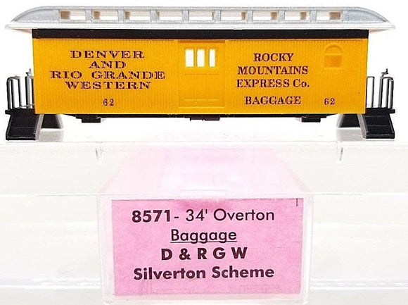 N Roundhouse 8571 34' Overton D&RGW Passenger Baggage Kit Silverton Scheme