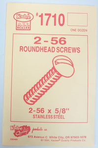 Kadee 1710 2-56 Stainless Steel Screws 2-56 X 5/8