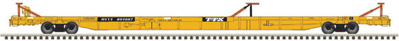 Atlas Master HO 20006131 F89J Flat Car with triple hitches TTX 'yellow' RTTX #601325