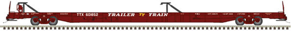 Atlas Master HO 20006124 F89J Flat Car with mid/end hitches 'brown as delivered' TTX #601009