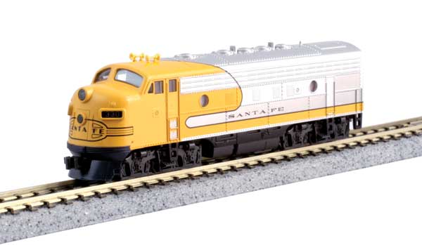 Kato N EMD F7A Diesel Locomotive DCC Ready Dual Headlight freight version AT&SF Santa Fe Yellow bonnet #330