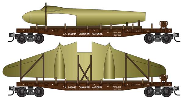 Micro Trains Line 50' Fishbelly-Side Flatcar w/Side Brake Wheel & Mosquito Aircraft