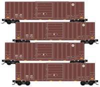 Micro Trains Line 50' Rib-Side Single-Door Boxcar No Roofwalk 4-Pack