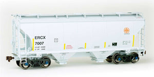 PRE ORDER - TrinityRail 3281 Cu.Ft. 2-Bay Covered Hopper - Ready to Run -- Excel Railcar ERCX  (gray, red, yellow conspicuity marks)