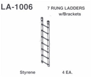 Details West HO 7 Rung Ladder with Brackets , 4 each Styrene