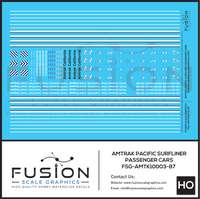 HO Scale Amtrak Pacific Surfliner Passenger Cars Decal Set