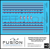 HO Scale Amtrak Phase IVb Pacific Parlour Car Decal Set