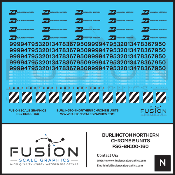 N Scale Burlington Northern Chrome E8 E9 Locomotive Decal Set