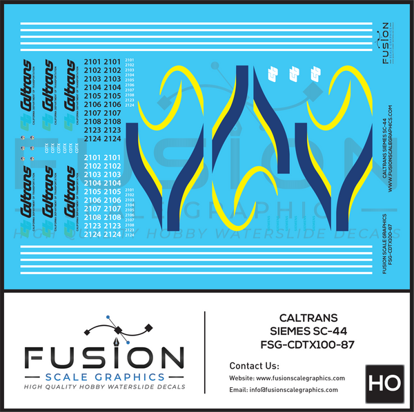 HO Scale Caltrans Siemens SC-44 Charger Locomotive Decal Set