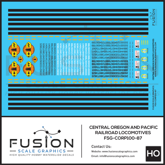HO Scale Central Oregon and Pacific Railroad Locomotives Decal Set