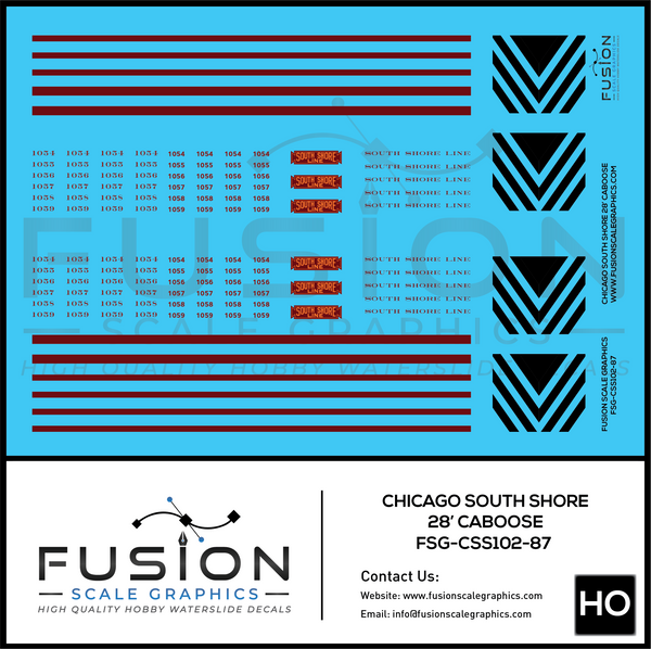 HO Scale South Shore Line Caboose Decal Set