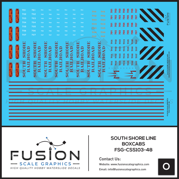 O Scale South Shore Railroad Boxcabs Decal Set