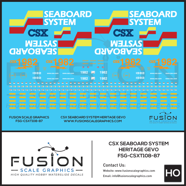 HO Scale CSX 1982 Seaboard System Heritage ES44AH Locomotive Decal Set