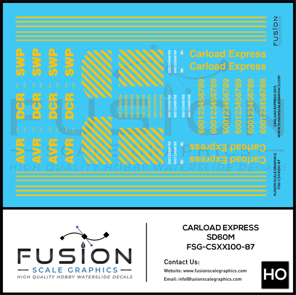 HO Scale Carload Express EMD SD60M Locomotives Decal Set