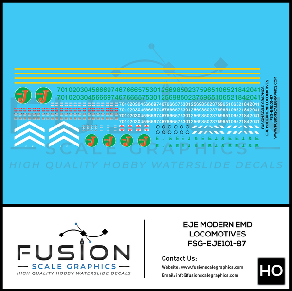 HO Scale Modern EJE EMD Locomotives Decal Set