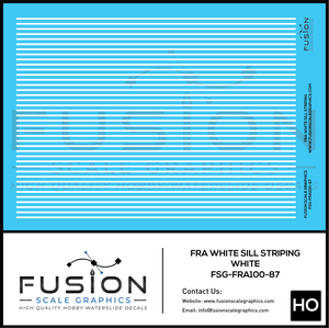 HO Scale FRA White Sill Striping Decal Set