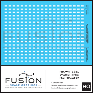 HO Scale FRA White Sill Dash Decal Set