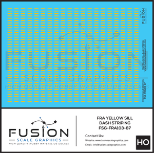 HO Scale FRA Yellow Sill Dash Decal Set
