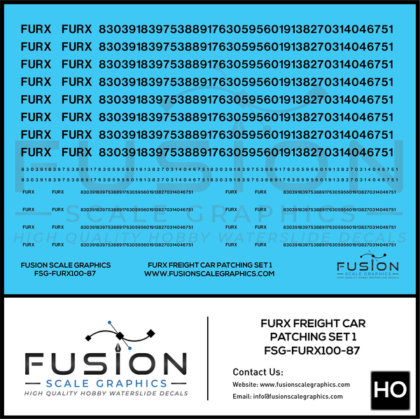 HO Scale FURX Freight Car Patches Set 1 Black