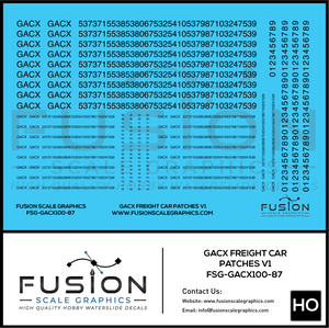 HO Scale GACX Freight Car Lettering Decal Set Font 1