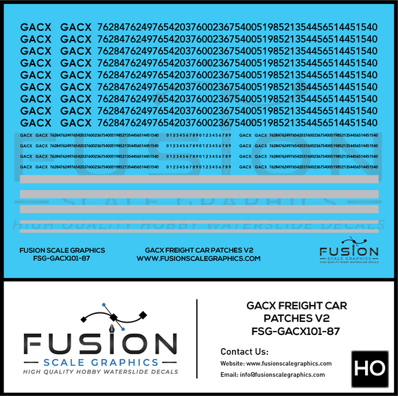 HO Scale GACX Freight Car Lettering Decal Set Font 2