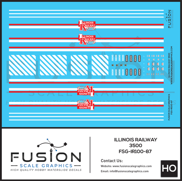 HO Scale Illinois Railway EMD GP35 Locomotive Decal Set