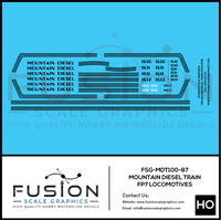 HO Scale Mountain Diesel Train EMD FP7A FP7B Locomotives Decal Set