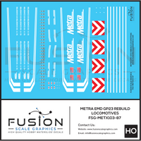 HO Scale Metra EMD GP23 Rebuild Locomotive Decal Set