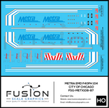 HO Scale Metra 104 City of Chicago EMD F40PH Locomotive Decal Set