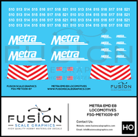 HO Scale Metra EMD E8 Locomotives Decal Set