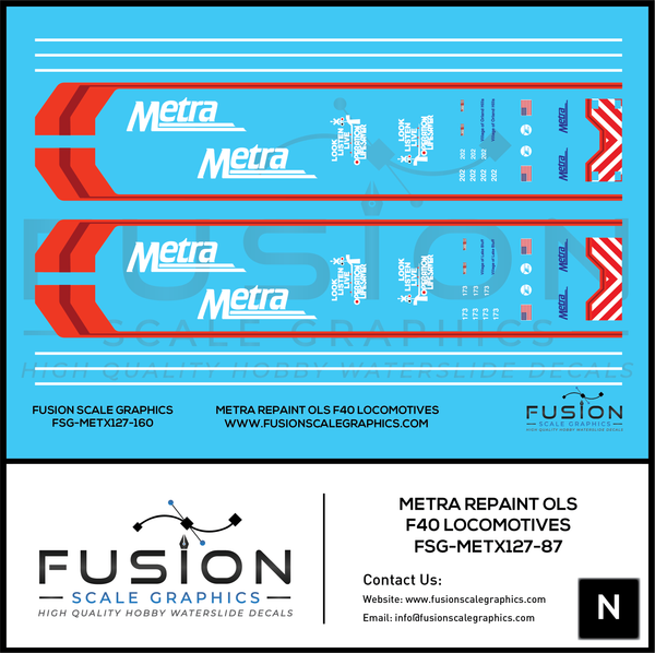 N Scale Metra Repaint Operation Lifesavor F40 Locomotives Decal Set