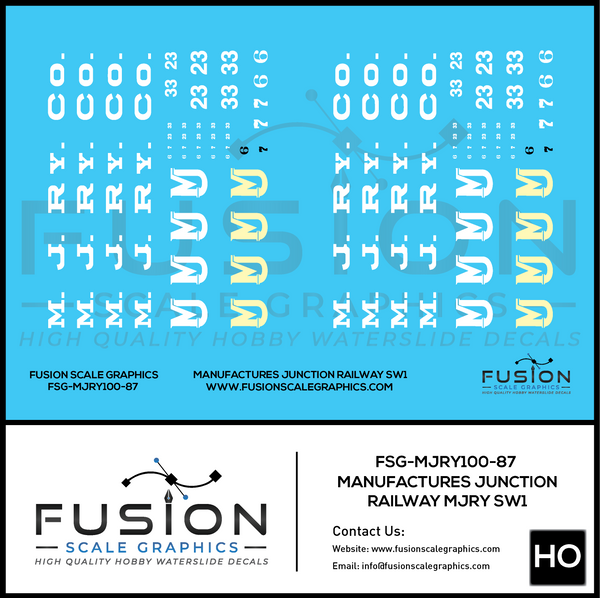 HO Scale Manufactures Junction Railway EMD SW1 Locomotives Decal Set