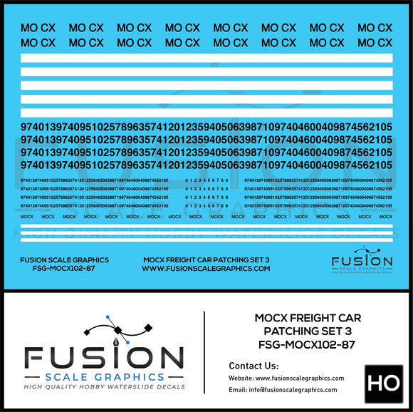 HO Scale MOCX Covered Hoppers Patching Decal Set 3