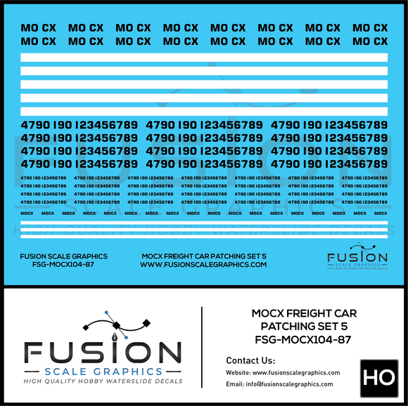 HO Scale MOCX Covered Hoppers Patching Decal Set 5
