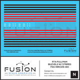 N Scale RTA Pullman BiLevel Cars Decal Set W/ Stripes