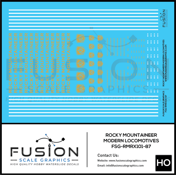 HO Scale Rocky Mountaineer Modern Locomotives Decal Set