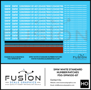 HO Scale SMW White Freight Car Number Patching Decal Set