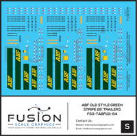S Scale 1:64 ABF Freight Old Style Green Stripe 28' Truck Trailers Decal Set