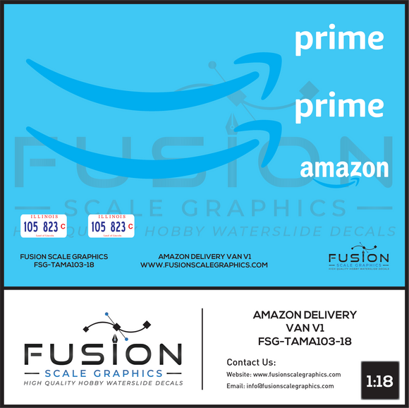 1:18 Scale Amazon Delivery Van Decal Set V1