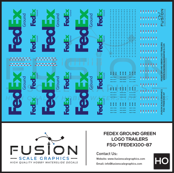 HO Scale FedEx Ground Green Freight Trailer Decal Set